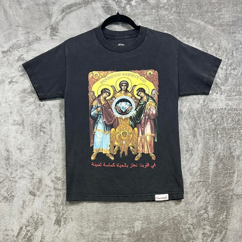 Diamond Supply Co Angel Graphic T-Shirt Black Skate Tee Size S Made in USA